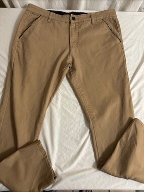 Classic Chino Pants Khaki preppy, comfort elastic waist slim fit skater casual O